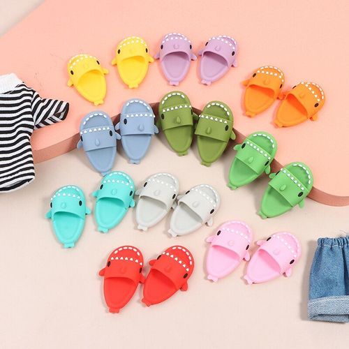 Chaussures Miniatures Pour Maison De Poupée, 1 Paire, Pantoufles Requin 3x4.6cm Pour 1/6bjd Dol