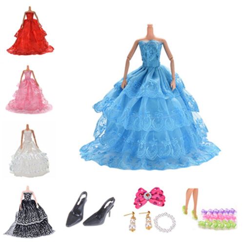 Robe De Mariée Multi-Couches, Chaussures, Robe De Princesse, Tenue Mignonne Pour Poupée Barbie, Cadeau Pour Filles