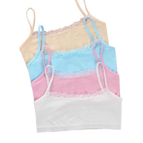 Soutien-Gorge Tubulaire En Dentelle Pour Enfants, Sous-Vêtement Respirant Demi-Corps Enveloppé En Coton, Couleur Unie, 1 Pièce