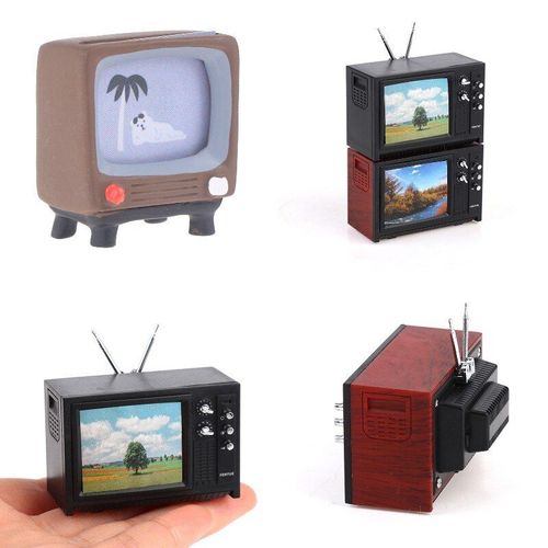 Télévision Miniature Vintage De Style Ancien Pour Maison De Poupée 1:12, Tv Avec Image, Meubles De Salon, Chambre À Coucher, Modèle De Jouet Décoratif