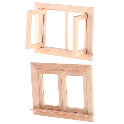 1/12 Maison De Poupée Miniature En Bois 2 Volet Fenêtre Cadre Meubles De Bricolage Accessoire