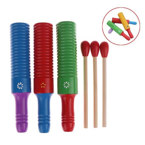 Instrument De Musique En Bois Pour Enfants, Tube Sonore, Petit Anneau À Filetage, Cylindre De Percussion, Grenouille Croak, 1 Pièce