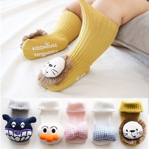 1 Paire De Chaussettes En Coton Pour Bébé, Poupée Chaude Antidérapante, Chaussettes De Sol Pour Enfant En Bas Âge, Dessin Animé Lion Automne Et Hiver Chaussettes Chaudes Épaisses Pour Nouveau-Né