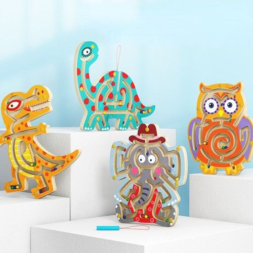 Jouets Éducatifs 3d Montessori Pour Enfants, Labyrinthe Magnétique En Bois, Animaux, Puzzle Dinosaure, Perles De Marche, Labyrinthe, Jouets Pour Enfants