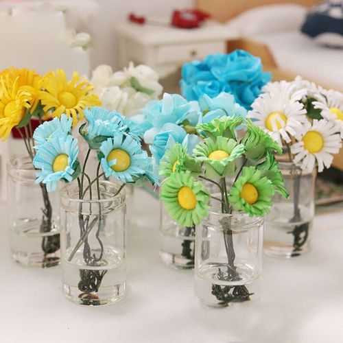 Décoration En Pot De Roses Et Tournesol Pour Maison De Poupée, 1 Pièce, Ameublement De La Maison