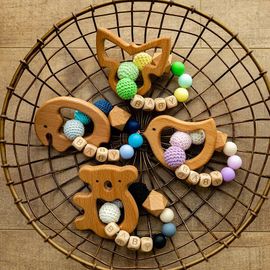 Bracelet De Dentition En Bois Pour Bébé, Animal Rongeur, Huile D'olive, Pendentif Koala, Nom Personnalisé, Perles En Bois Pour Enfants, Produits, Jouets, 1 Pièce