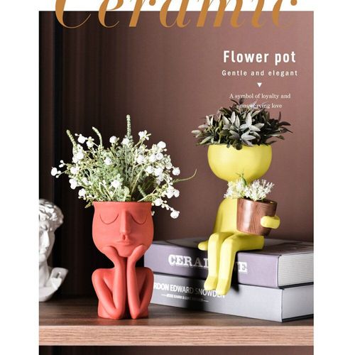 Pot De Fleur En Céramique Imitation Humanoïde, Créatif Et Mignon, Jardinière Succulente, Vase Artisanal, Décoration De La Maison, Cadeau Personnalisé