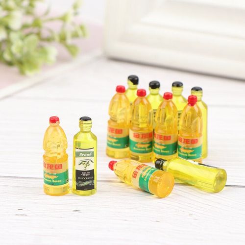 Lot De 6 Bouteilles D'huile D'olive En Résine Pour Maison De Poupée, Mini Cabochon En Résine Pour Décoration De Maison