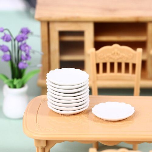 Assiette Miniature En Céramique 1:12, Vaisselle En Dentelle Pour Dessert, Accessoires De Cuisine, Décor, Jouet De Jeu Pour Enfants, 2 Pièces