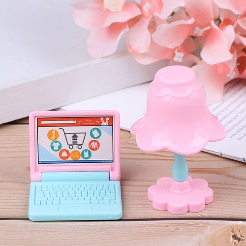 Maison De Poupée Miniature Moderne Pour Ordinateur Portable Et Lampe, Cadeau Créatif