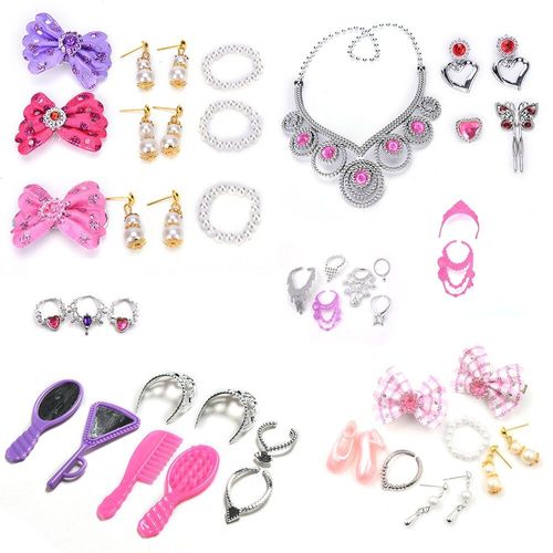 Ensemble De Bijoux De Princesse Pour Poupées, Accessoires De Fête Pour Enfants, Couronnes, Collier, Boucles D'oreilles, N¿Ud Papillon