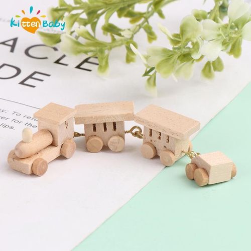Mini Train En Bois, 1 Pièce, Jouet De Simulation, Accessoires Miniatures Pour Maison De Poupée, Jouets Éducatifs, 1/12
