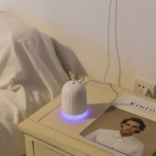 Humidificateur D'air Ultrasonique 220ml, Brumisateur Usb Avec Lumière Led, Petit Pulvérisateur Blanc Et Rose Mignon Lapin Cerf