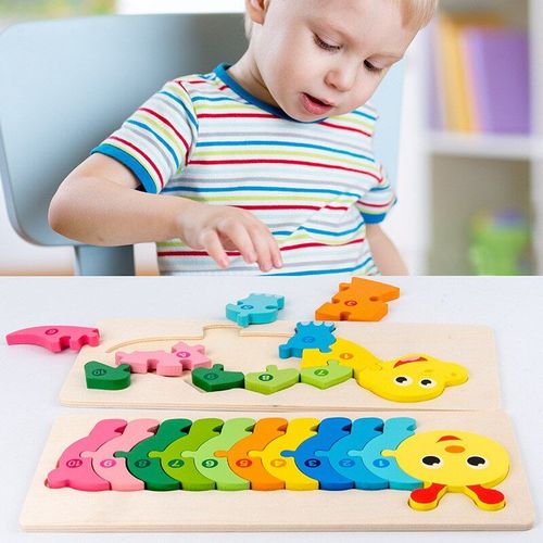 Puzzle De Dinosaure 3d En Bois, Puzzle De Dessin Animé Éducatif En Forme De Bébé Assorti Zc