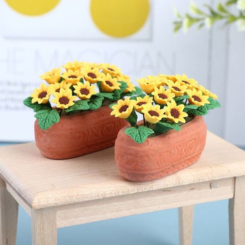 Maison De Poupée 1:12, Fleur Miniature En Argile, Plantes En Pot, Modèle Fleur De Tournesol, Décor De Fleur De Tournesol, 1 Pièce