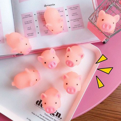 Mini Cochon Rose À Presser 10 Pièces/Ensemble, Jouets D'animaux Mignons En Vinyle, Anti-Stress, Squishies, Cadeaux Pour Enfants