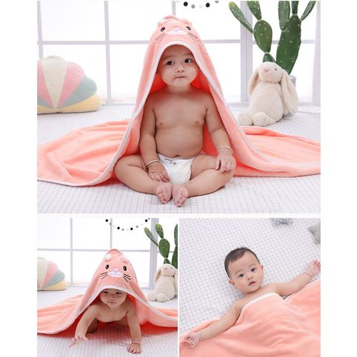 Serviette De Bain Pour Bébé, Peignoir Pour Nouveau-Né, Avec Capuche, Motif De Dessin Animé, En Molleton De Corail, Couverture Pour Nouveau-Né