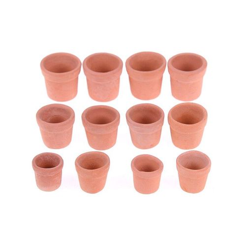 12 Pièces Accessoires Miniatures Mini Pot De Fleurs En Argile Rouge Simulation Jardin Pot De Fleur Modèle Jouet Pour 1/12 Maison De Poupée