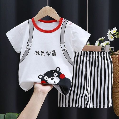 Vêtements D'été En Coton À Manches Courtes Pour Nouveau-Né, Ensemble Haut + Pantalon Pour Bébé Garçon Et Fille
