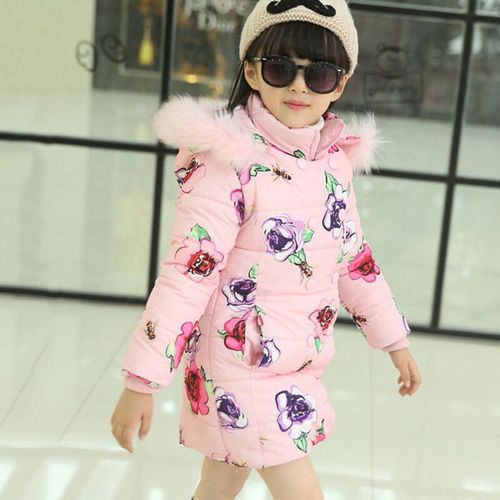 Pardessus Long Et Chaud Pour Filles, Vêtement À La Mode, Mi-Long, Rembourré Avec Capuche En Fourrure, 1 Pièce, Hiver
