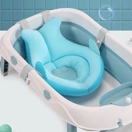 Tapis de bain bébé filet de bain siège de bain nouveau-né enfant en bas âge  avec ceinture de sécurité étoile oreiller de bain tapis de bain pliable  antidérapant inclinable coussin d'air (bleu