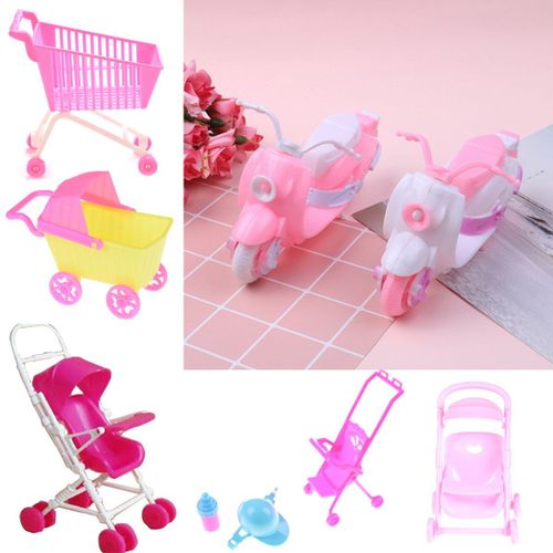 Voiture Jouet En Plastique Pour Fille, 8 Styles, Meubles Miniatures De Maison De Poupée, Poussette En Plastique, Vélo, Moto