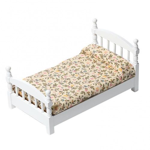 Mini Lit Avec Oreiller Pour Filles, 1 Pièce, 1:12, Meubles De Chambre À Coucher, Jouet De Couleur Bleue Pour Enfants