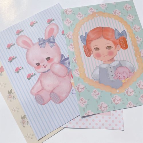 Affiche De Dessin Animé Lapin Ours Chat, En Papier Kraft, Vintage, Autocollants Muraux D'art Pour Salle De Maison Pour Filles