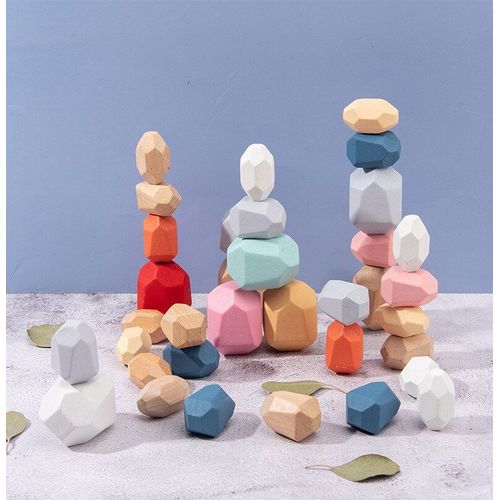 Jouet Jenga En Bois Pour Bébé, Bloc De Construction, Pierre Colorée, Jouets Éducatifs, Style Nordique, Jeu À Empiler, Couleur Arc-En-Ciel