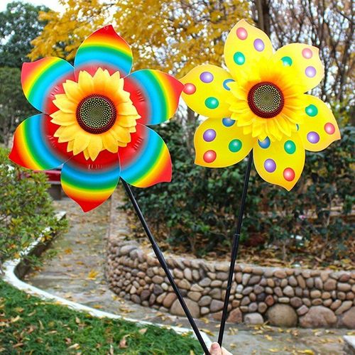 Moulin À Vent En Tournesol Coloré, Décoration De Jardin, Maison, Jouet Pour Enfants
