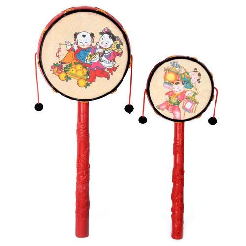 Cloche À Main En Plastique Pour Bébé, Jouet De Dessin Animé, Instrument De Musique De Petite Enfance, Hochet Traditionnel Chinois, Tambour, Jouets Amusants