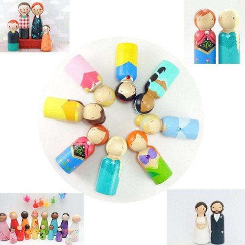Poupées À Chevilles En Bois Pour Hommes Et Femmes, 35/43mm, 10 Pièces, Famille, Décor De Chambre D'enfants, Bricolage, Graffiti, Jouet En Bois Vierge Fait À La Main Pour Enfants