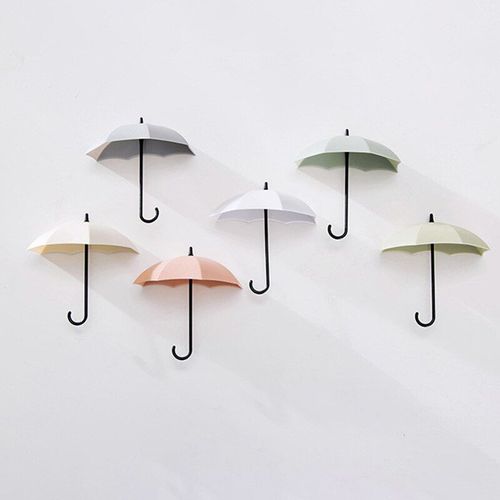 Crochet Créatif En Forme De Parapluie, 3 Pièces, Porte-Clé Auto-Adhésif Coloré De Style Nordique, Accessoires De Décoration Murale Pour La Maison Et La Chambre À Coucher