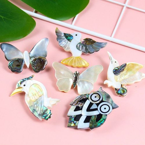 Broche En Nacre D'ormeau De Mer Naturelle, Broche En Forme De Papillon, Oiseau, Chien, Hibou, Panda, Animal, Épingle D'insecte, Vêtements De Fête De Mariage