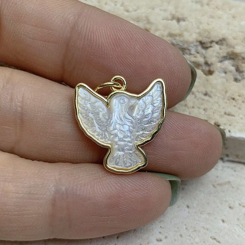 Pendentif En Forme De Colombe Naturelle Pour Femme, Breloques Artisanales, Collier De Fête, Accessoire De Bijoux, Nacre, Camée, Aigle