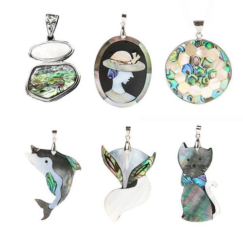 Pendentif En Nacre Noire Naturelle Pour Femme, Breloque En Coquillage, Chat, Renard, Requin, Dame, Arbre D'ormeau, Bricolage, Fabrication De Bijoux