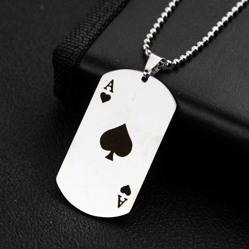 Pendentif En Acier Inoxydable 316 Pour Homme, 2 Couleurs, Forme De Coeur De Pêche, Carte De L'armée, Étiquettes De Chien, Las Vegas Poker, Collier De Joueur