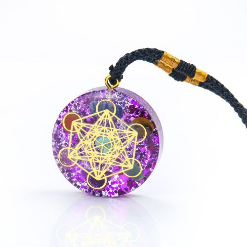 Collier Cube De Métatron En Cristal Naturel, 7 Chakras, Pendentif Rose En Résine, Chaîne De Pull, Yoga, Bijoux De Méditation