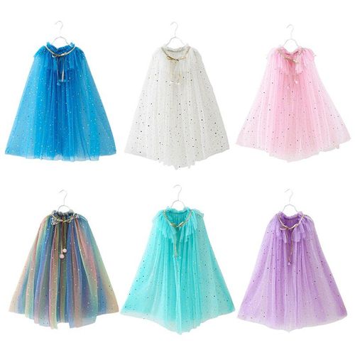 Cape À Paillettes Arc-En-Ciel Pour Filles, 6 Couleurs, Tenue Fantaisie D'halloween, En Tulle, Avec Cordon De Serrage, Belle Au Bois Dormant