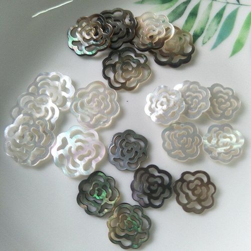2 Pendentifs En Nacre Noire Naturelle, 18mm, Fleur Creuse En Coquille De Rose, Collier, Boucles D'oreilles, Serpillière, Fabrication De Bijoux À La Main, Cadeau