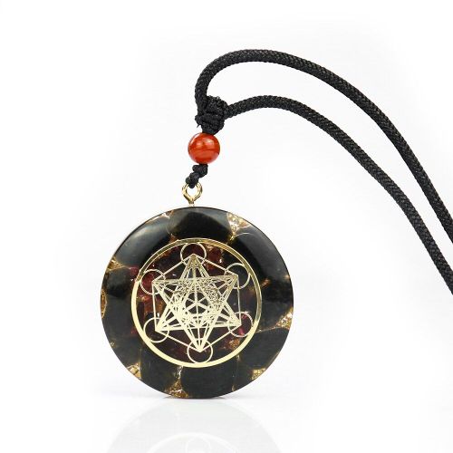 Collier En Obsidienne Orgonite Naturelle 7 Chakra Pour Homme, Collier Avec Étoile De David, Cube De Metatron, Pendentif En Cristal Noir, Feuille De Golf, Bijoux Hip Hop