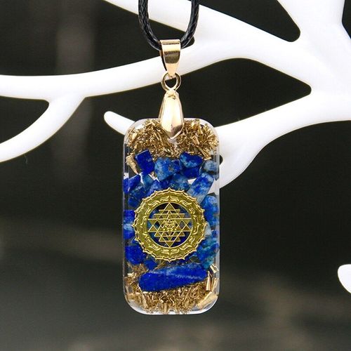 Collier De Guérison Orgone Sri Yantra, Pendentif Énergétique, Cube, 7 Chakras, Métal Bleu, Cristal Emf