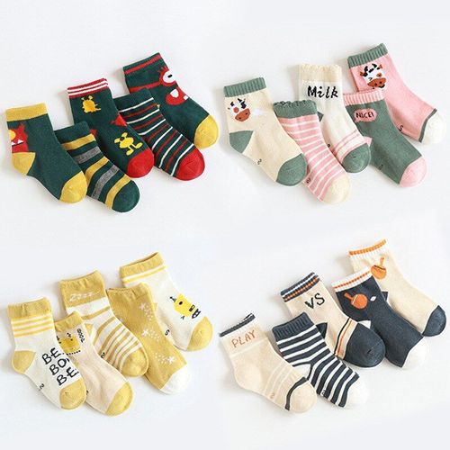 Chaussettes Pour Enfants 1-12 Ans 5, Chaussettes De Sport Pour Enfants, Tube Doux De Dessin Animé, Coton Peigné, Collection Automne Et Printemps Pièces/Ensemble