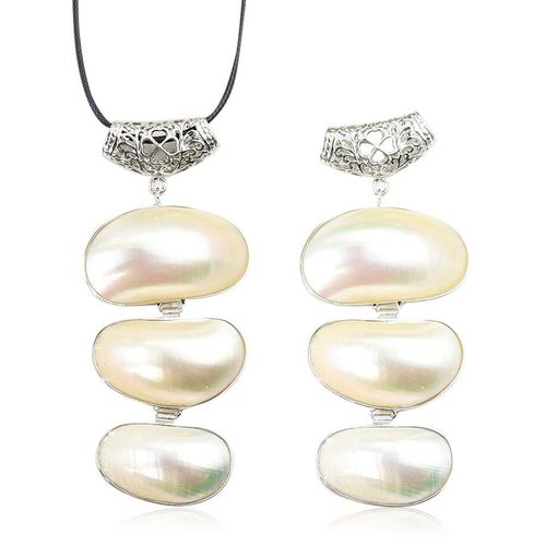 Collier De Perles En Coquillage Naturel, Multicouche, Mabe, Bijou De Fête, Cabochon, Pendentif Conque, Dôme Ovale