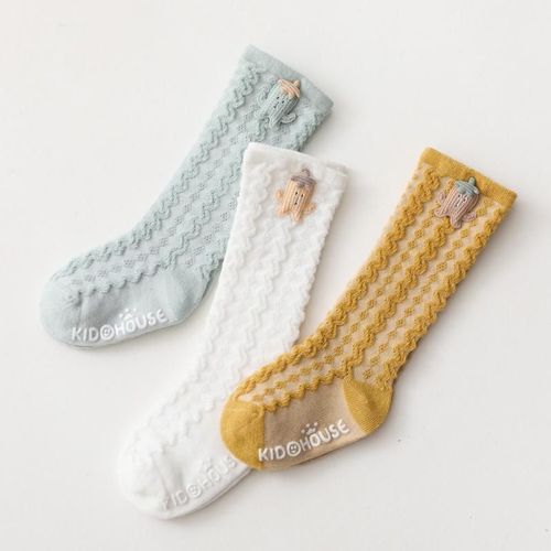 Bas Pour Bébé 0-5 Ans 3 Paires/Ensemble, Chaussettes En Coton Doux, En Maille Fine, Respirantes, Pour Nouveau-Né, Pour Garçon Et Fille, Printemps Et Été