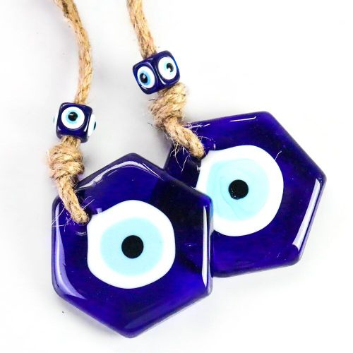 Pendentif En Quartz Bleu 8cm, Hexagone, ¿Il Maléfique, Medusa, Étoile De Verre Suspendue, Glaçure Colorée, Accessoire De Décoration De Chambre