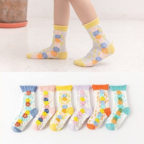 Chaussettes D'été En Maille Pour Enfants De 1 À 9 Ans, Socquettes Courtes En Coton Doux Et Respirant À Motif Floral Pour Filles Et Garçons, Collection Pièces/Ensemble