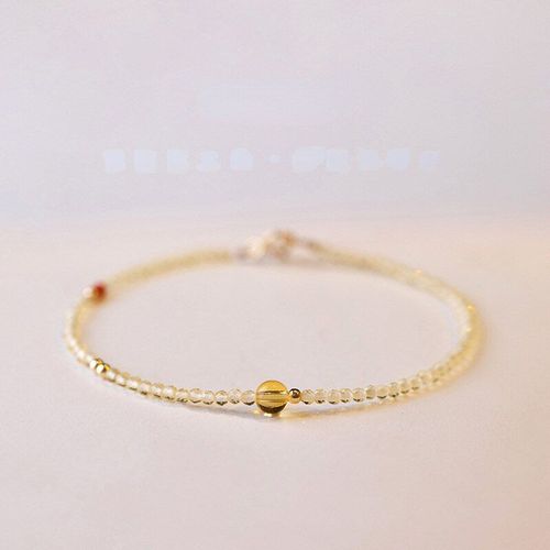 Bracelet Porte-Bonheur En Topaze Occidentale Véritable Pour Femme, Perles En Citrine, Or, 2mm, Chaîne De Poignet Porte-Bonheur, Cadeau