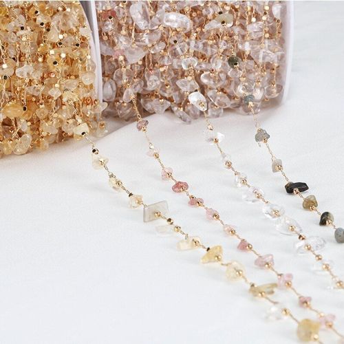 Chaîne En Cristal De Quartz Citrine, 1 Mètre, Perles De Pierres Précieuses, Collier, Bracelet, Boucles D'oreilles, Bracelets De Cheville, Accessoire De Fabrication De Bijoux Pour Femmes