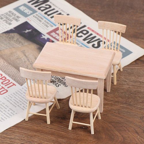 Table À Manger Et Chaises Pour Maison De Poupées, Échelle 1:12, Meubles Miniatures, Jouets, Haute Qualité,